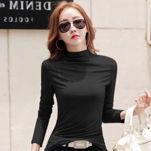 Lieoyuarn | Modal Semi-High Collar Underwear Top Long Sleeve T-shirt