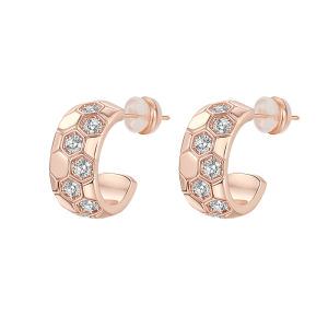High-End Rose Gold Honeycomb Diamond Embedded Earrings 999 Pure Silver Womens Elegant Unique Ear Jewelry Fashionable