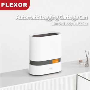Plexor 9/12/15L Thùng rác thông minh mà không cần che thông minh tự động đóng bao Thùng rác dung tích lớn touchless ubbish bin Nhựa thùng rác gấp cho xe hơi thông minh hình bầu dục Thùng rác cho phòng ngủ nhà vệ sinh văn phòng nhà bếp