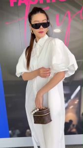 🔖 Mirrorsister 31017.1 เดรสเชิ้ตแขนพอง กระดูมผ่าหน้าเปิดปิด ชายผ่า 2 ชั่วโมง บอย สวยดู สีอัก 👠