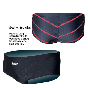 NSA Mens Triangular Swimming Suits High Elasticity Quick Drying Dolphin Pants Professional Diving Swimming Equipment Red