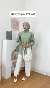 Laura Blouse Polo Linen Atasan Wanita