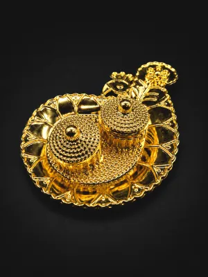 Mayura Manjal Kumkum Holder with Peacock Design Gold Plated Portable Sauna Beauty Tool Ideal for Door Gifts.