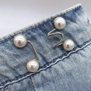 Adjustable Waist Buckle Extender No Sewing Pant Clips Waist Tightener Button for Jeans Skirts Sleeves Fit Button Pins Tool