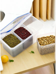 Kitchen Storage Box Long Narrow Body Three Grids Food Grade Transparent Microwave Safe ness Preservation Box for Grains
