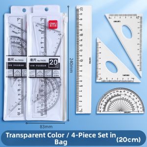 deli | Transparent Acrylic Geometry Set Student Exam Recommended