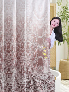 Elegant Modern European Lace Gradient Thickened Bathroom Shower Curtain Waterproof Mold Proof Bath Room Partition Curtain