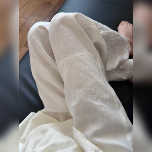 YUFUQING | Elegant Sweetness White Linen Hollow Out Hook Flower Wide Leg Pants Womens Spring Summer New Style Draping Long Trousers