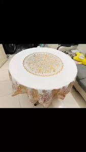 Khăn trải bàn tròn Nhũ Vàng 90cmx90cm mềm mịn bền đẹp sang trọng không sờn không thấm nước