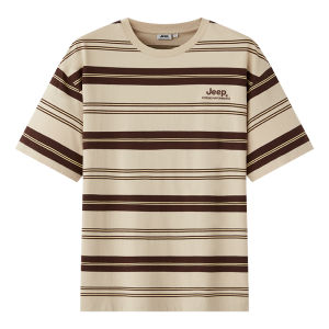 Jeep | Jeep Lightweight Cotton T-Shirt Mens Casual Round Neck Short Sleeve Summer Breathable Striped Shirt For Couples Outdoor