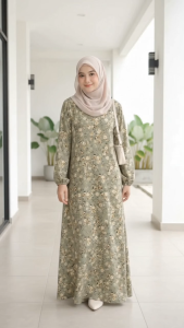 Jubah Muslimah Printed Vello Crepe | Ironless Lembut & Flowy | Baju Dress Labuh Wanita S-3XL