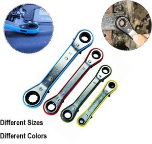 5-Piece Professional Offset Five Colors Reversible Universal Double Ring Heat Treated Alloy Steel Metric Ratcheting Wrench Spanners
