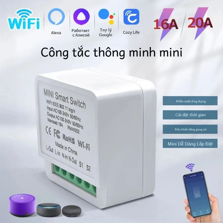 Mô-đun Chuyển Đổi Thông Minh WiFi Mini 16A/20A Điều Khiển 2 Chiều Tương ...