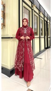 FREE HIJAB GAMIS ROMPI MISAH BAHAN TILE COMBINASI CERUTY BABYDOLL FULL PAYET-GAMIS BUSUI PAYET MEWAH LEBARAN TAHUN INI-GAMIS PAYET MUTIARA LAPISAN FURING COCOK UNTUK PESTA KONDANGAN MEWAH