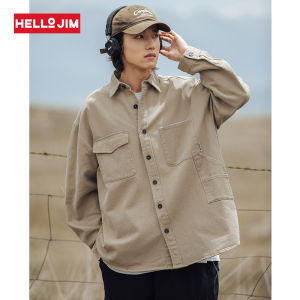 HELLO JIM man shirts new fashion Vintage draping wash 100% cotton long sleeve shirt 2023 New couple loose shirts women  K3765