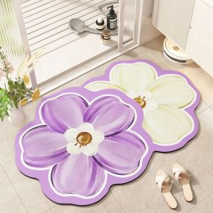 VIKAMA 3D Hình Hoa Phòng Tắm Thảm Bùn Tảo Cát Hút Nước Nhanh Khô Chống Trơn Trượt Thảm Cửa Nhà Vệ Sinh Hiện Đại Trang Trí Nhà Cao Su