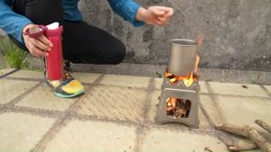 Portable Stainless Steel Lightweight Folding Wood Stove Pocket Stove Outdoor Camping Cooking Picnic Backpacking Stove