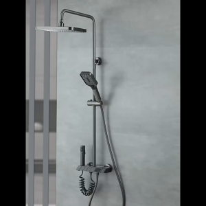 Bathroom shower head set enhanced water pressure function set digital display showerhead thermostatic copper body 4-in-1 showerhead (Suitable for water heaters)