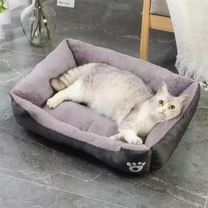 Winter Plush Cat Bed Semi Enclosed Warm Pet House Soft Washable Anti Anxiety Cushion for Cats Dogs Small Animals Cozy Home
