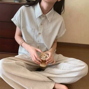 JUSTQUEEN | Áo Sơ Mi Tay Ngắn Độc Đáo Đẹp Phong Cách Sọc cho Mùa Hè