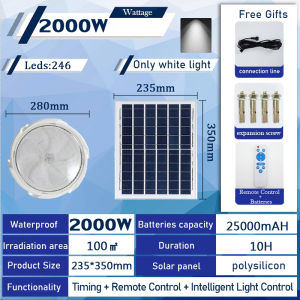 【Up To 3000W】Solar Lights BUY 1 TAKE 1 Solar Lights With Solar Panel 10M Extension Cable solar ceiling light