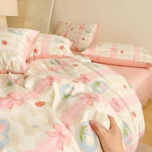 Pure Cotton Bedding Set King Size Double Queen Long Velvet Cotton Quilt Cover And Sheet Four Piece Bedding Set High Density Weave