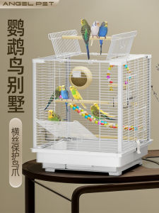 Luxury Villa Bird Cage Parrot Cage Large Size for Home Use Easy Cleaning Horizontal Wire Mesh Anti-Splash for Peacocks And Canaries