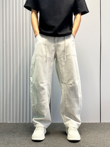 American Style Straight Leg Jeans Mens Cool Handsome High Street Wide Leg Pants Autumn Series Moon Blade Distressed Denim