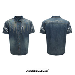 Heavy Industry Hollow out Design Short Sleeve Denim Jacket Mesh Splicing Jeans High Waist Wide Leg Casual Spring Youth Fashion