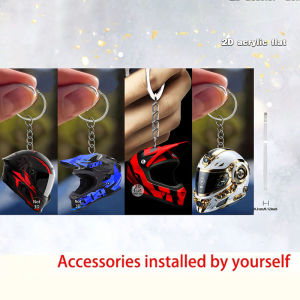 4/3/1 racing helmet  2D flat acrylic keychain - car keychainretro extreme sports enthusiast pendant bag and car key decoration