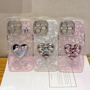 ฟิล์มเลนส์เพชรแบบ3D รูปหัวใจติดเพชรแบบเคสโทรศัพท์ IMD พร้อมสร้อยข้อมือสำหรับ iPhone 11 12 1314 15 16ซีรี่ส์