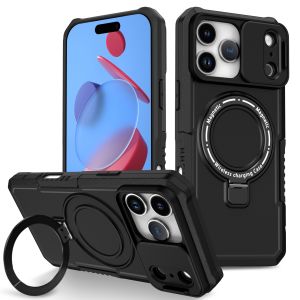 szhaiyu | Luxury Anti-slip Frame Armor Magnetic Stand Case For iPhone 18 17 16 15 14 13 12 Pro Max Plus Double Layer Protection Back Cover