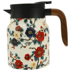 Vintage Floral Teapot Stainless Steel Insulated Tea Pot Built-in Infuser 1000 ml/33.82oz Thermal Carafe with Lid for Hot Drinks