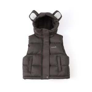 Baby Hooded New Vest Fall Winter Style Kids Hooded Vest Solid Color Ear Down Vest Toddler Cotton Jacket Sleeveless Hooded Vest