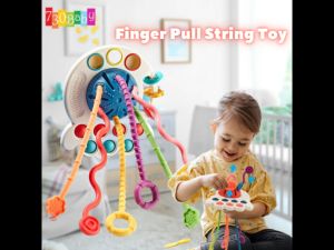 730Baby Finger Sensory Training/  Baby Soothing Pull Octopus Teether Silicone Toy Mainan Montessori Mainan Early Education Silicone Activity Toy