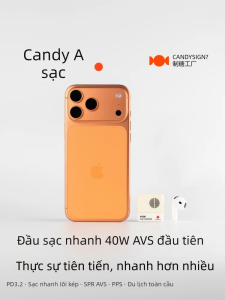 Candysign | Củ Sạc Nhanh Candysign Hard Candy A 40W GaN Công Nghệ AVS/PPS Màu Cam Ngọt Siêu Nhỏ Gọn Sạc Nhanh iPhone 15/16/17 iPad