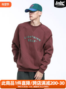 เสื้อสเวตเตอร์คอกลมแบบสวมหัวสำหรับผู้ชาย ทรงหลวม หนา บุขนแกะ สีแดง ทรงหลวม ลำลอง ฤดูใบไม้ร่วง/ฤดูหนาว เสื้อสเวตเตอร์คอตตอนผสมโพลีเอสเตอร์