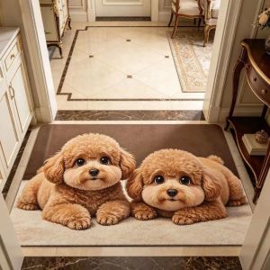 VIKAMA Cute 3D Dog Doormat Non‑Slip Realistic Pet Print Floor Rug for Entryway Hallway Indoor Home Decor