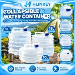 Hlinkey sức chứa lớn có thể gập lại túi nước có thể thu vào xô cho câu cá cắm trại ngoài trời dã ngoại thân thiện với môi bể nước nhựa với xử lý và vòi nước dễ dàng để lưu trữ