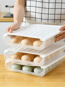 Automatic Rolling Egg Storage Box Sliding Drop down Design ness Preserver for Refrigerator Special Kitchen Organizer