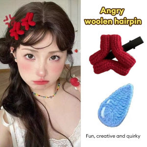 Tooyoo Creative Funny Water-drop Side Clip Yarn Crochet Female Angry Hair Clip