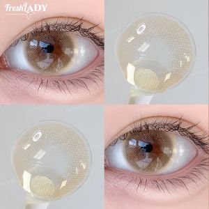 Fresh Lady 1 Pair Gray Colored Contact Lenses Natural Pupils Eyes Soft lenses Soft Contacts 14.50mm