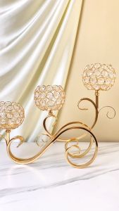 Aveline Tempat Lilin Candle Holder 3 IN 1 Cristal Square Candle Holder Set Dekorasi Pesta Meja/Wedding Table / Tempat Lilin Pajangan Kristal Mewah Dekorasi Rumah 3 Tingkat