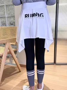 Womens High-Waist Yoga Sports Bottoms Shark Skin Pants Butt Covering Skirt Anti-Light Walking One-Piece Blocking Skirt