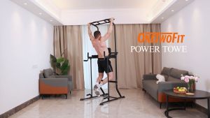 OneTwoFit Multifunctional Pull-Up Bar Station Adjustable Height 6-Position Gym Workout Exercise Stand Fitness Equipment Single Parallel Bars Tower Power Dip For Home pull-ups