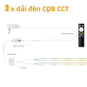Đèn LED Dải COB Có Thể Điều Chỉnh Độ Sáng 3000K-6500K CCT Điều Khiển Bằng Ứng Dụng Cho Tủ Trưng Bày Điện Thoại Tường Âm Thanh Tấm Gỗ Đèn Nền TV Trang Trí