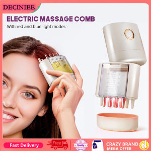 DECINIEE 2 in 1 Electric Vibration Scalp Massager and Hair Oil Applicator Red Blue Light Scalp Applicator Brush for Medicine Treatment&Hair Growth