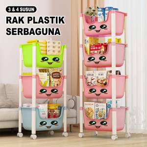 IDOHOUSE Rak Roda 4 & 3 Susun Toy Storage Anak Bayi Rack Serbaguna Tempat Penyimpanan Mainan Makanan