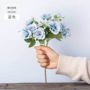 Fresh Spring Color Rose Artificial Flower Bouquet Fake Flower Table Decoration Indoor Decor Silk Flower Artificial Flower