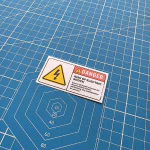 Risk of Electric Shock. Safety Sticker. Warning Caution Danger Sign Label Electrical Hazard High Voltage Bahaya Elektrik